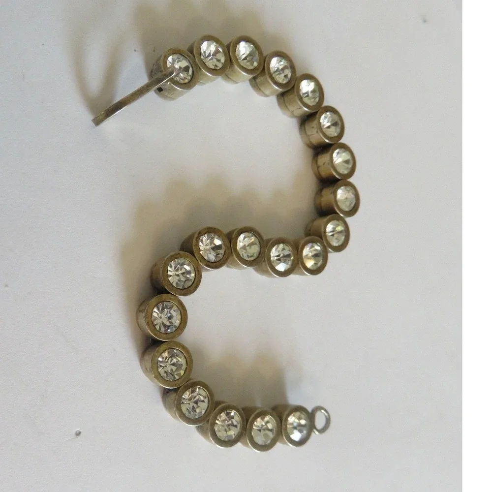 Brass Bezel Set‎ Clear Crystal Round Tennis Bracelet Hook Closure